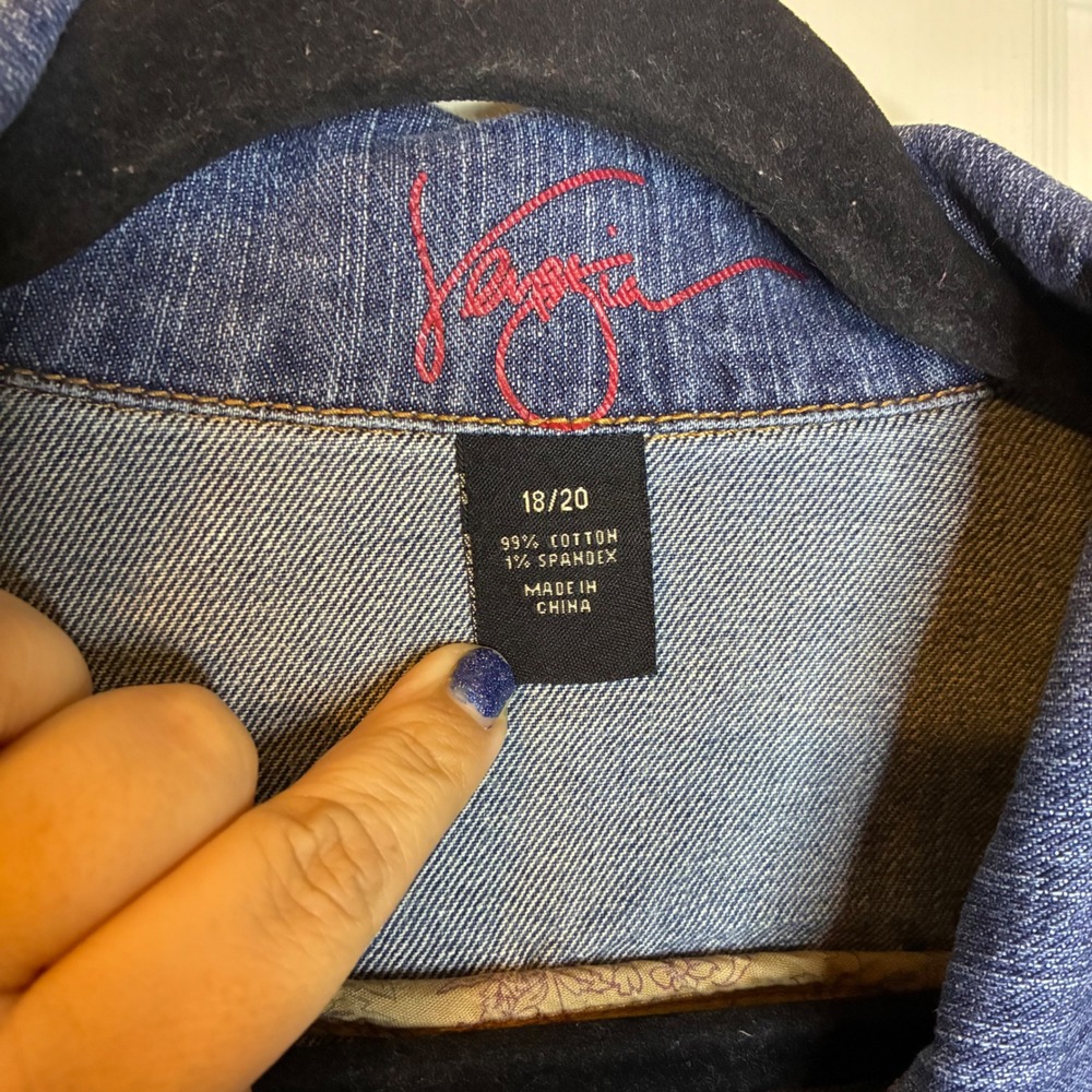 Venezia Denim Vtg Jacket Cropped Embellished Western Jean Jacket Plus Size 18/20 - Picture 2 of 9